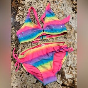 NWT Justice for Girls Rainbow Sequin Bikini Swimsuit – Size 10
